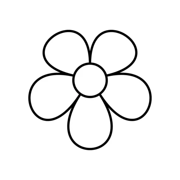 Basit siyah ana hatlı çiçek ikonu. Doğayı, dekorasyonu, ilkbaharı, botaniği ve grafik tasarım elementlerini temsil eden minimalist çiçek tasarımları. Vektör illüstrasyonu