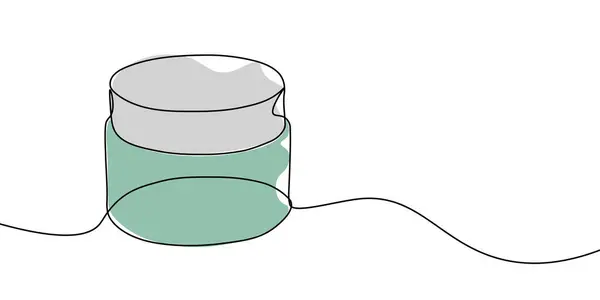 Renkli bir kavanozun sürekli tek çizgi çizimi. Basit minimalist siyah taslak sanat, depolamayı, ambalajı ya da çevre dostu konteynerleri temsil eder. Kavanoz bir çizgi simgesi. Vektör illüstrasyonu