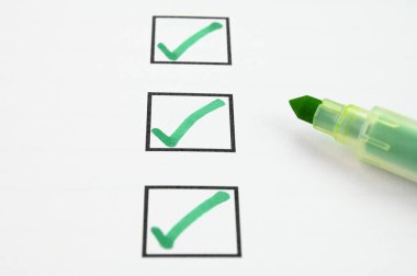 İşaretli kutularda tik işareti