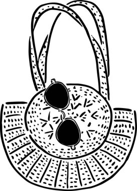 Beach Bag with Sunglasses Sketch for Fashion Packaging. Vector illustration.
