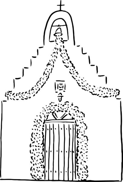 Wedding Ceremony at Church Sketch for Branding. Vector illustration.