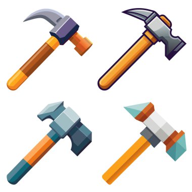 İzole edilmiş metal çekiç, ahşap saplı ve inşaat için çelik pençeli bir marangoz aleti.