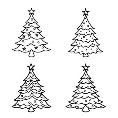 Noel ağacı seti. vektör illüstrasyonu.