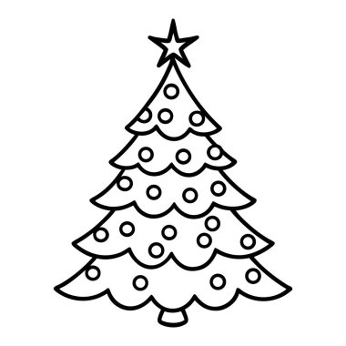 çam ağacı ve noel topları, vektör çizimi tasarımı