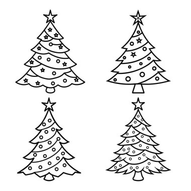 El çizimi Noel ağacı