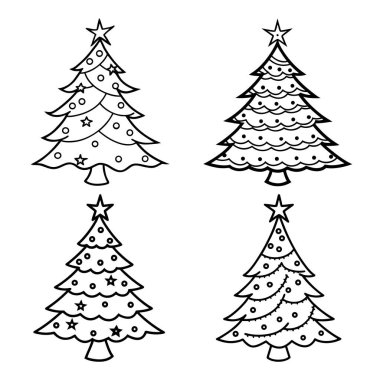 Noel ağacı seti. vektör illüstrasyonu.