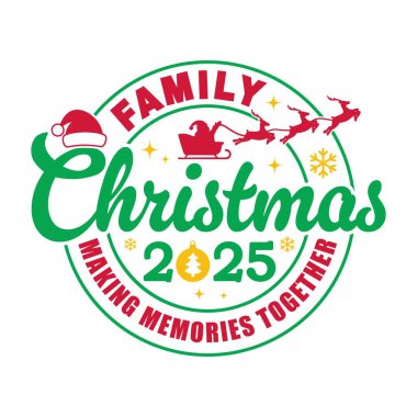 2025 Aile Noel vektörü İllüstratörü Tişört özelleştirmesi için mükemmel bir tasarım Aile eşleşmesi ve tatil kıyafetleri için ideal