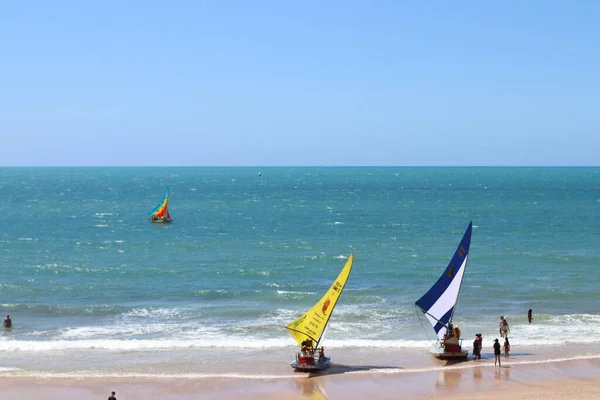 stock image Boats on the beach of Canoa Quebrada ceara Brazil