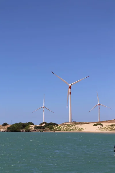 Mundau Beach Wind Power Towers Cear Brazil — Stock Photo, Image