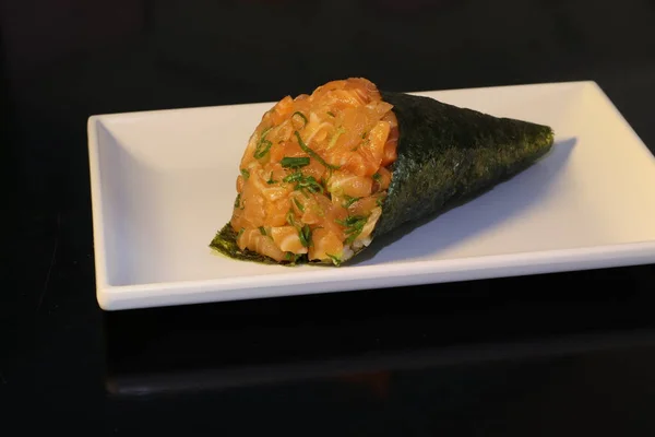 Temaki Sushi Japon Gıda Somon — Stok fotoğraf
