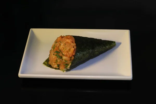 Temaki Sushi Comida Japonesa Salmón — Foto de Stock