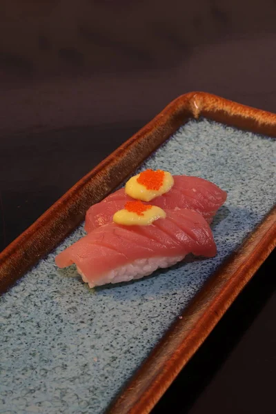 Nigiri Teller Japanisches Essen Lachs — Stockfoto