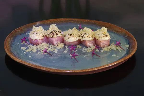 Assiette Sashimi Nourriture Japonaise Saumon — Photo