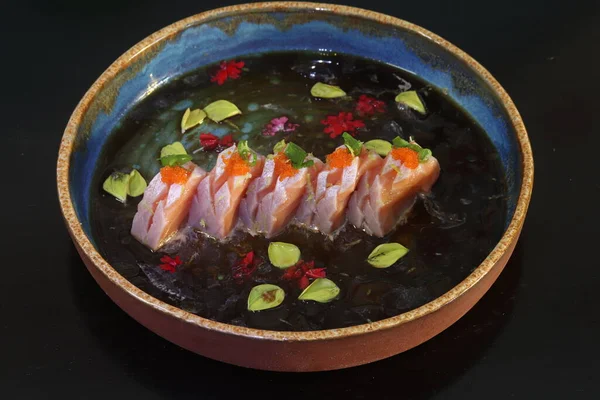 Piatto Sashimi Cibo Giapponese Salmone — Foto Stock