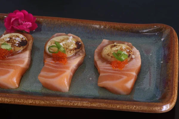 Sashimi Plaat Japans Eten Zalm — Stockfoto