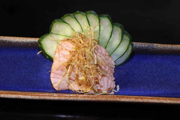 Placa Sashimi Comida Japonesa Salmón — Foto de Stock