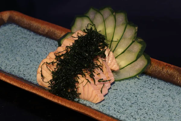 Placa Sashimi Comida Japonesa Salmón — Foto de Stock