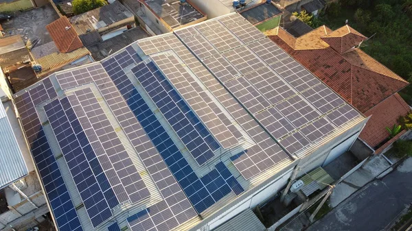 Foto Van Daken Met Fotovoltaïsche Panelen Zonne Energie — Stockfoto