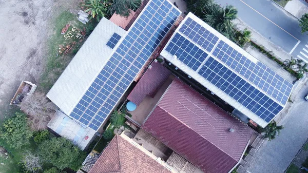 Fotos Von Dächern Mit Photovoltaikmodulen Solarenergie — Stockfoto