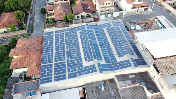 Fotos Telhados Com Painéis Fotovoltaicos Energia Solar — Fotografia de Stock