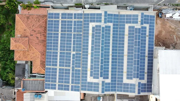 Fotografie Střech Fotovoltaickými Panely Solární Energie — Stock fotografie