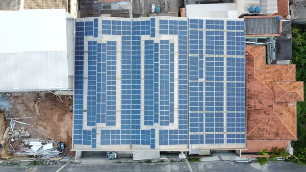 Fotos Techos Con Paneles Fotovoltaicos Energía Solar —  Fotos de Stock