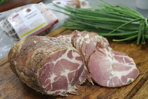 Delish Sliced Smoked Pork Meat — Stock Photo, Image