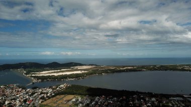 Florianpolis Brezilya 'daki Lagoa da Conceio' nun hava görüntüsü