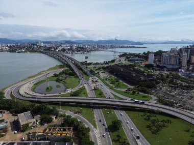 Florianpolis Köprüsü Viyadük Arabalarının Hava Görüntüleri