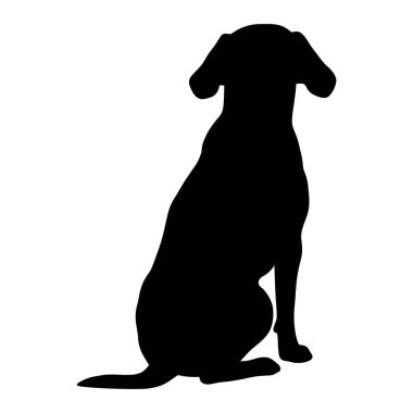 Bir köpeğin silüeti. siyah ve beyaz vektör çizimi.
