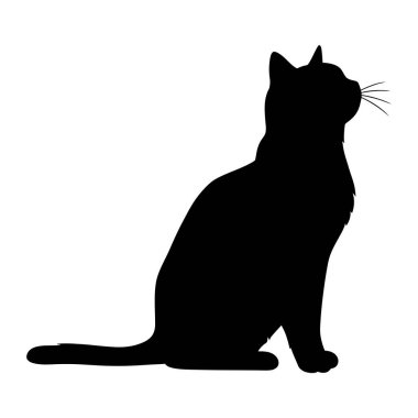 beyaz üzerine siyah kedi silueti