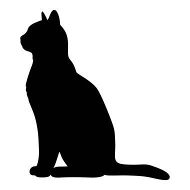 Beyaz arka planda oturan ve oturan kedi silueti