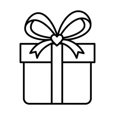 Minimalist hediye kutusu ana hatları kurdeleli, ortasında küçük bir kalp bulunan bir kurdele. Siyah vuruş, temiz, modern ve aşk temalı görseller için ideal değil.