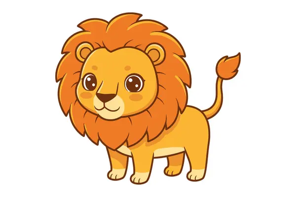 Aslan karikatür vektör çizimi beyaz üzerine izole.