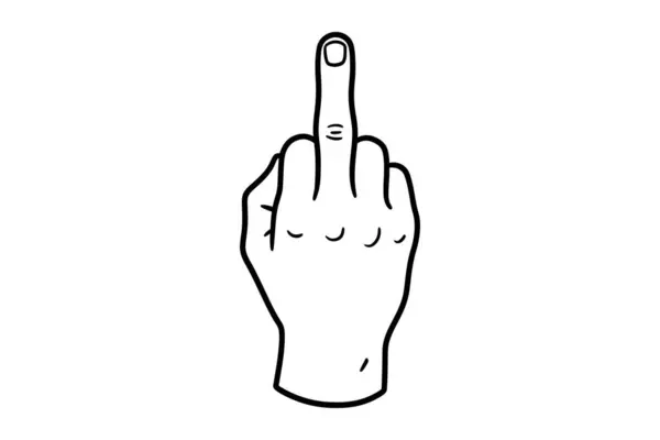 Orta parmak hareketi yapan bir insan elinin minimalist siyah-beyaz çizimi. Tasarım basit, temiz hatlar ve hafif anatomik detaylarla, karikatür stili olmadan açık, isyankar ve anlamlı bir mesaj iletiyor..