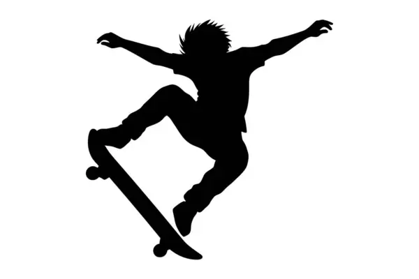 Kaykaylı bir adamın silueti. vektör illüstrasyonu.