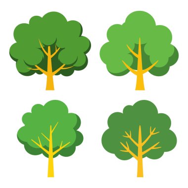 düz biçimdeki ağaçların vektör kümesi