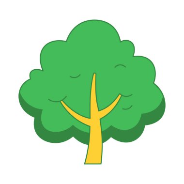 Yapraklı ağaç doğa tasarımı, ekoloji bitkisi yeşil doğal çevre ekolojisi ve çevre temalı vektör illüstrasyonu
