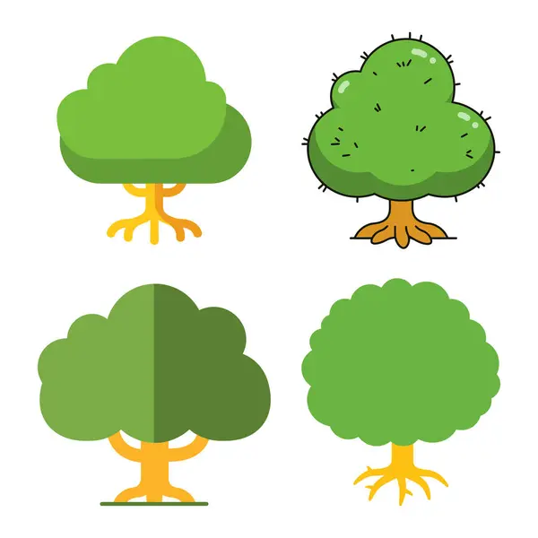 dört ağaç simgesi seti