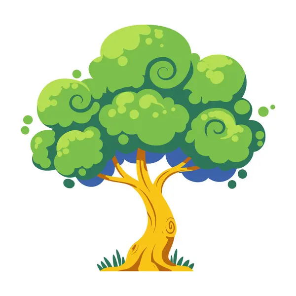 Yeşil yapraklı ağaç. vektör illüstrasyonu