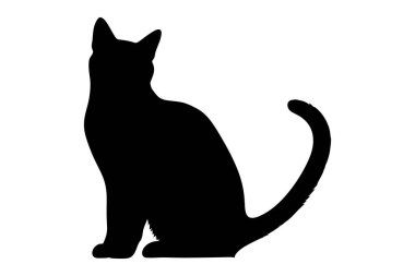 Bir kedi siyah silüeti. Vektör çizim