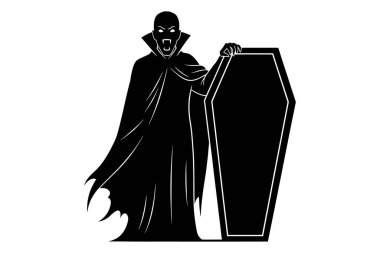 Büyük tabutlu korkunç siyah vampir..