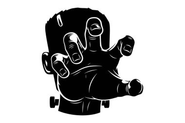 Siyah ve beyaz bir insanın vektör eli. Beyaz bir arka planda izole edilmiş. vektör illüstrasyonu