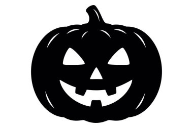 Minimalist Siyah ve Beyaz Fener Silueti Ürkütücü Cadılar Bayramı Balkabağı Vektörü