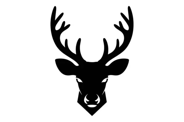 Ayrıntılı Siyah ve Beyaz Geyik Baş Silueti Minimalist Yüksek Karşıtlık Vektörü İllüstrasyonu