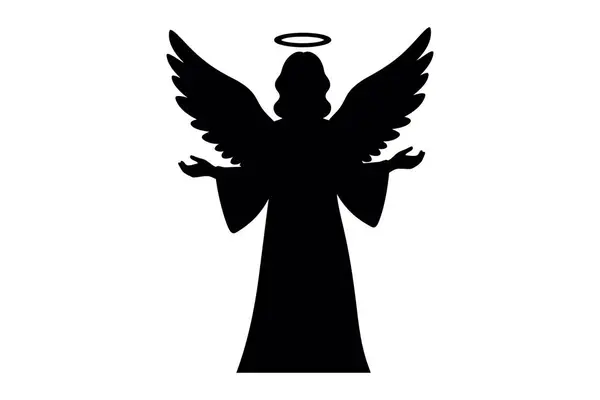 Gerçekçi Tek Renkli Kanatları Olan Karanlık Gotik Melek Silueti