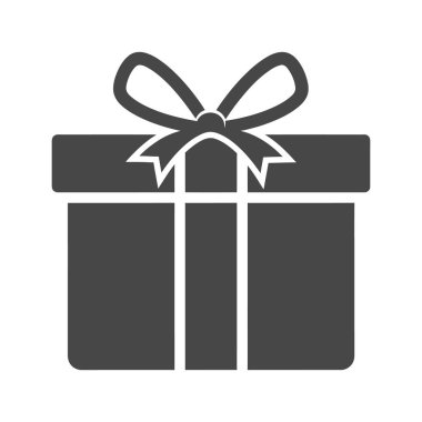 Basit Yay Paketli Minimalist Gri Hediye Kutusu Sunum Simgesi