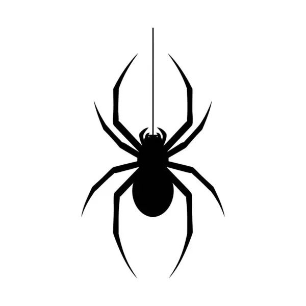 Minimalist tarzda basit ve temiz siyah beyaz bir örümcek silueti. Bu tek renkli vektör çizimi ikonlar, Cadılar Bayramı tasarımları, grafik projeleri ve doğa temalı görseller için idealdir..