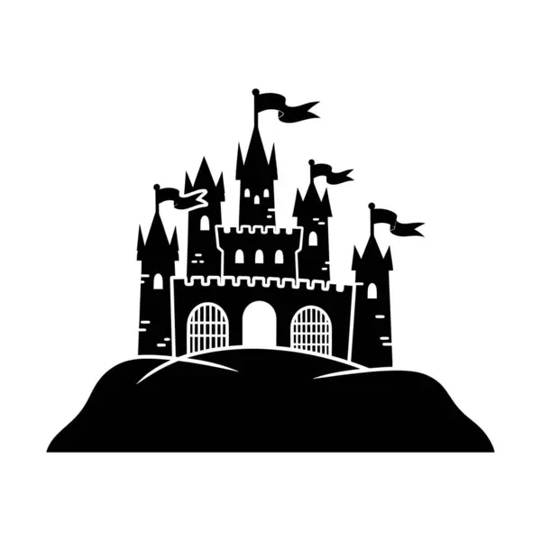 Tepedeki Gotik Şato Dramatik Ortaçağ Fantezi Dijital Sanatı Siyah ve Beyaz