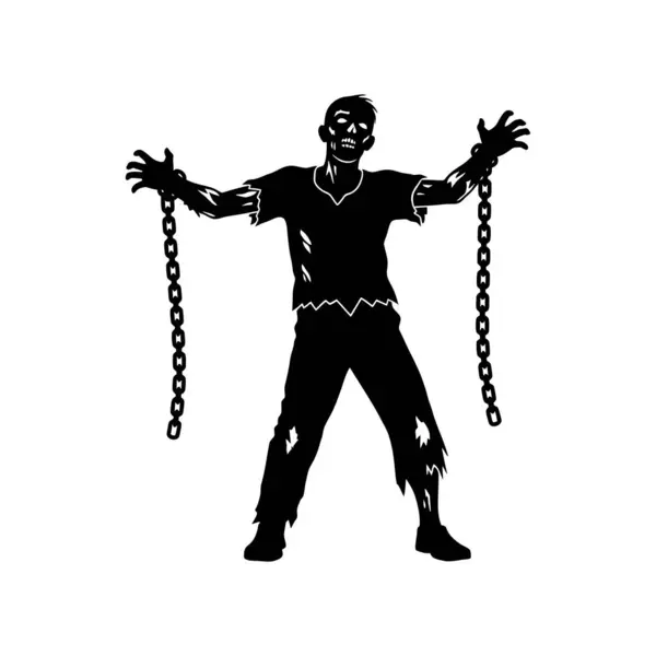 Kaslı Siluetli Zincirli Şekil Dramatik Yüksek Karşıtlık Siyah ve Beyaz İllüstrasyon
